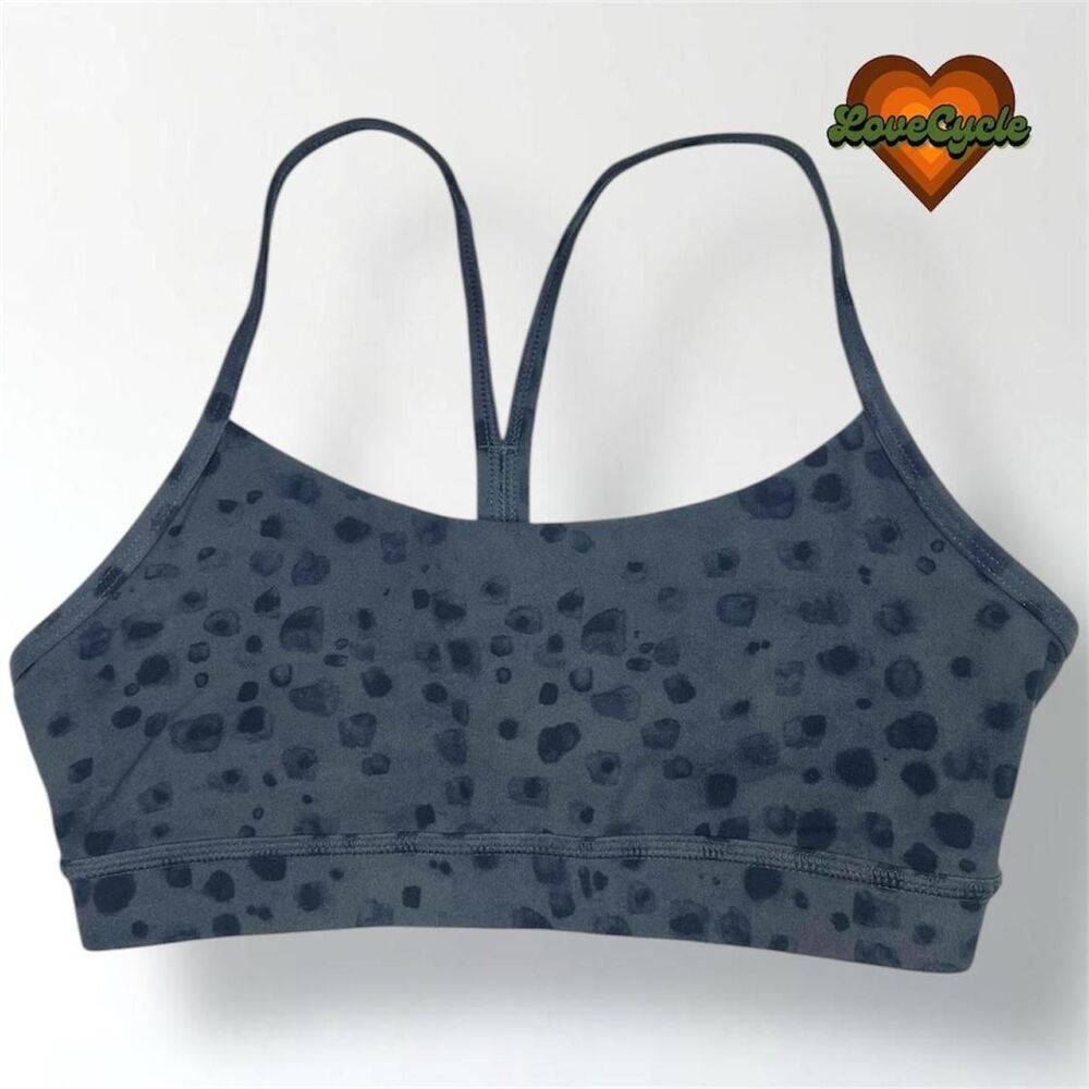 Women's Stori Gray & Black Spotted Polka Dot Sports Bra
